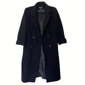 DONNYBROOK Black Vintage 100% Wool Coat Double Breasted full Length S 2P